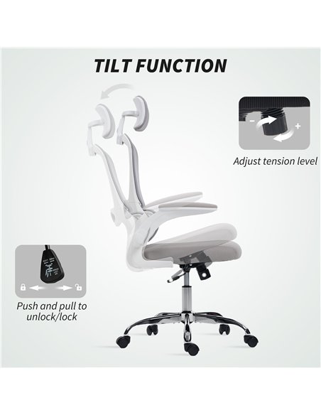 HOMCOM Mesh Back Office Chair, with Lumbar Support - Grey