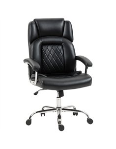 HOMCOM Big and Tall Office Chair 180kg with Spring Cushion, PU Leather - Black