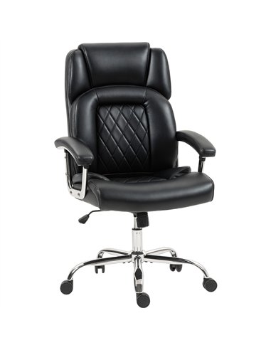 HOMCOM Big and Tall Office Chair 180kg with Spring Cushion, PU Leather - Black