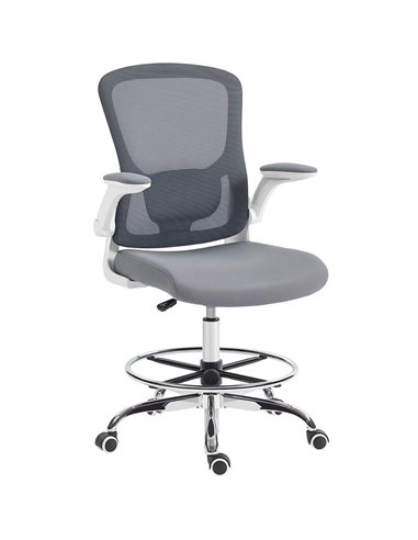 HOMCOM Draughtsman Chair, with Adjustable Lumbar - Charcoal Grey