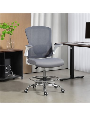 HOMCOM Draughtsman Chair, with Adjustable Lumbar - Charcoal Grey