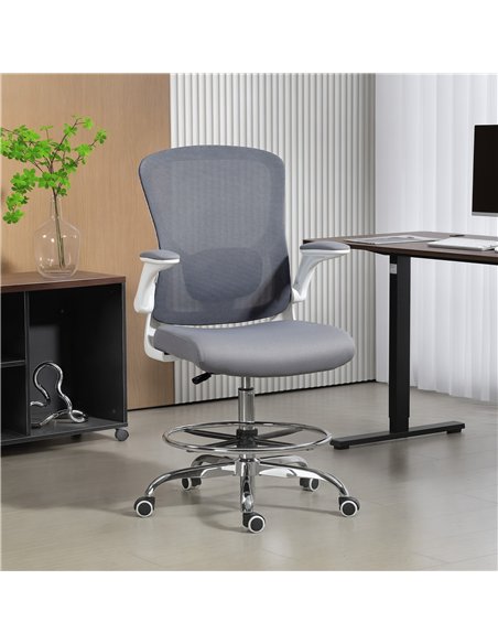 HOMCOM Draughtsman Chair, with Adjustable Lumbar - Charcoal Grey