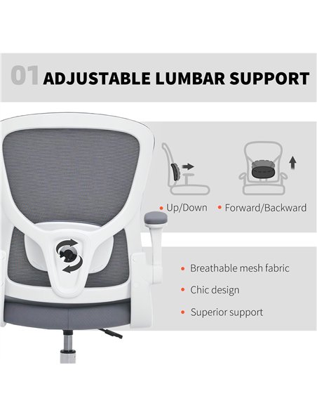 HOMCOM Draughtsman Chair, with Adjustable Lumbar - Charcoal Grey