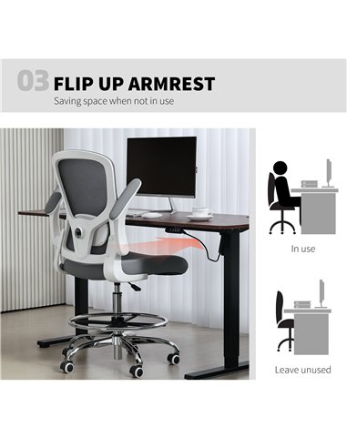 HOMCOM Draughtsman Chair, with Adjustable Lumbar - Charcoal Grey