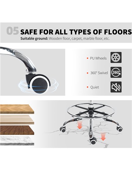 HOMCOM Draughtsman Chair, with Adjustable Lumbar - Charcoal Grey