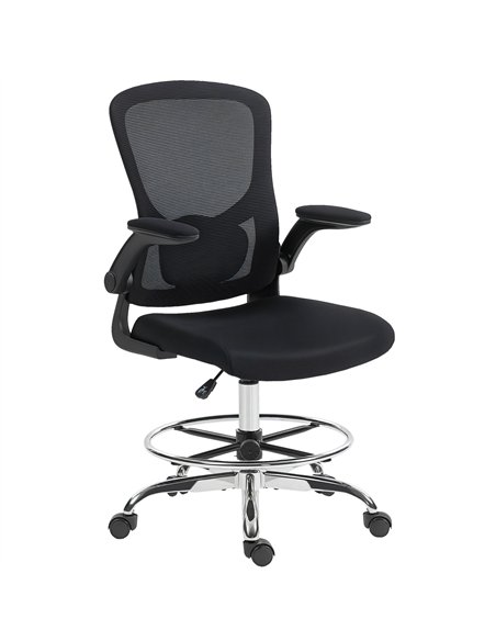 HOMCOM Draughtsman Chair, with Adjustable Lumbar - Black