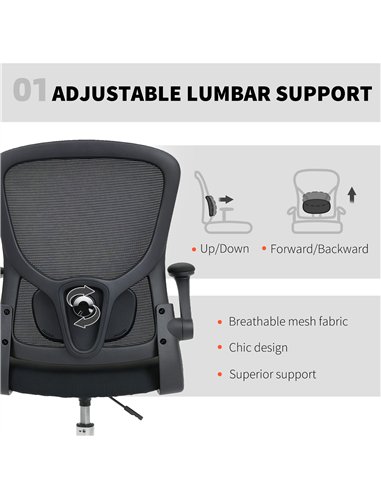 HOMCOM Draughtsman Chair, with Adjustable Lumbar - Black