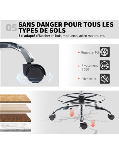 HOMCOM Draughtsman Chair, with Adjustable Lumbar - Black