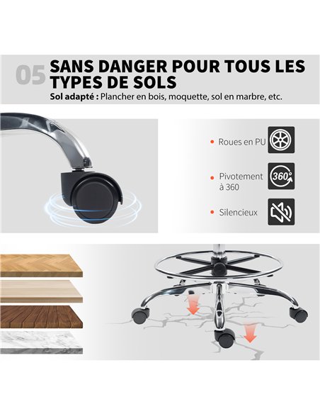 HOMCOM Draughtsman Chair, with Adjustable Lumbar - Black