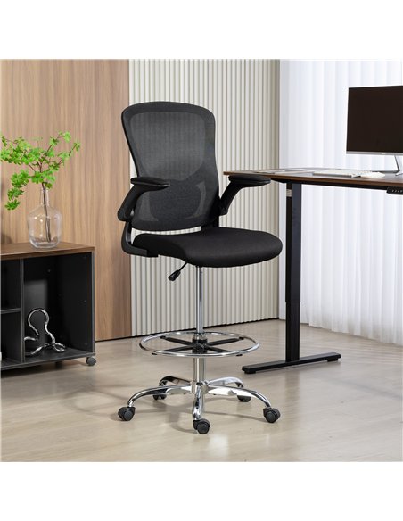 HOMCOM Draughtsman Chair, with Adjustable Lumbar - Black