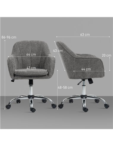HOMCOM Snow Flannel Office Chair - Grey