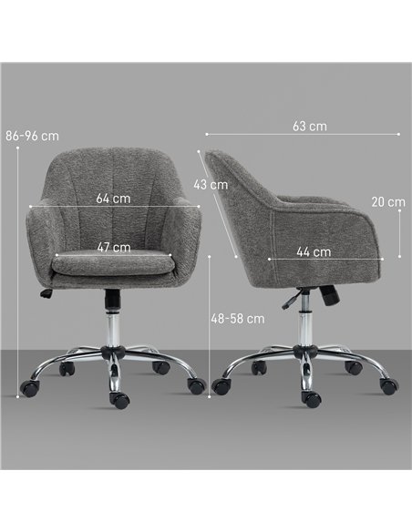 HOMCOM Snow Flannel Office Chair - Grey