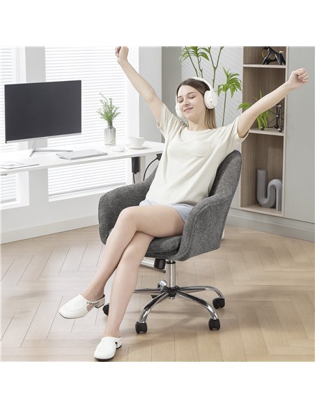 HOMCOM Snow Flannel Office Chair - Grey