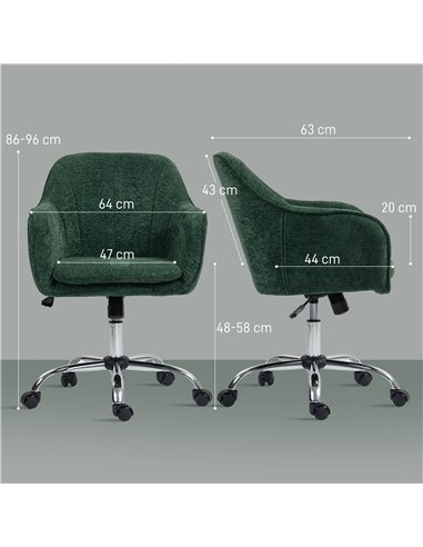HOMCOM Snow Flannel Office Chair - Dark Green