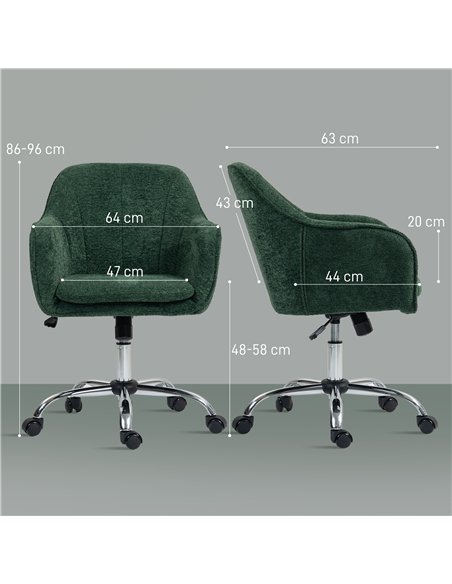 HOMCOM Snow Flannel Office Chair - Dark Green