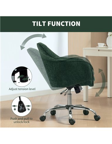 HOMCOM Snow Flannel Office Chair - Dark Green