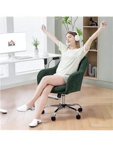 HOMCOM Snow Flannel Office Chair - Dark Green
