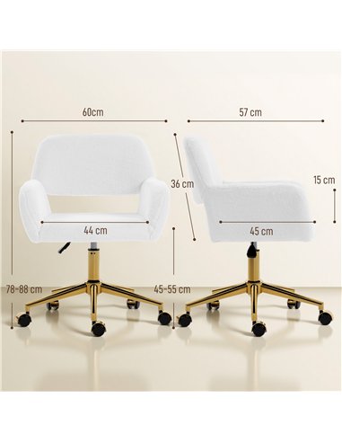 HOMCOM Faux Fur Rabbit Chair - Cream White