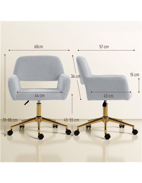 HOMCOM Faux Fur Rabbit Chair - Grey