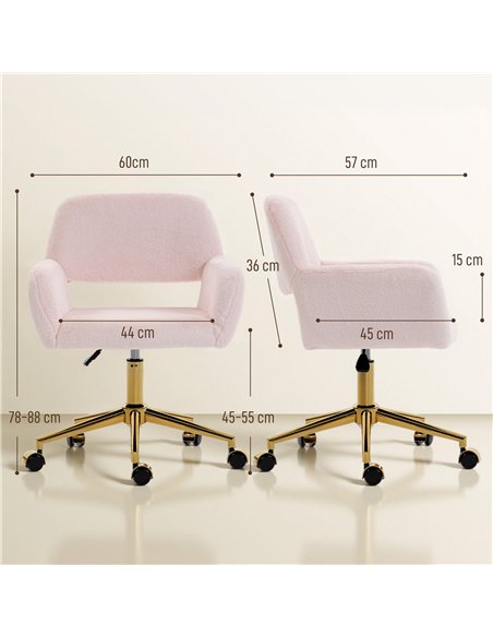 HOMCOM Faux Fur Rabbit Chair - Light Pink