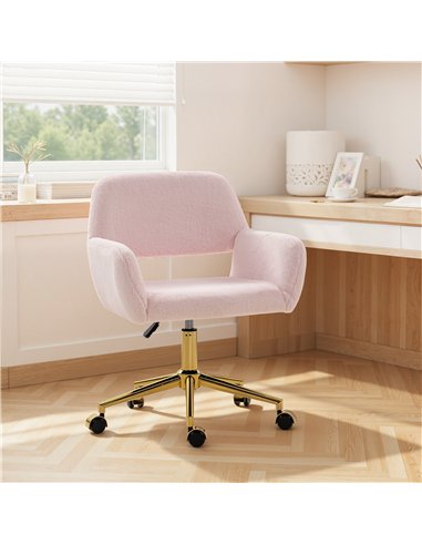 HOMCOM Faux Fur Rabbit Chair - Light Pink