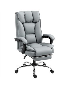 HOMCOM 155° Reclining Faux Leather Swivel Office Chair -Black