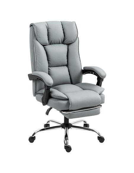 HOMCOM 155° Reclining Faux Leather Swivel Office Chair -Black