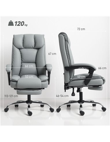 HOMCOM 155° Reclining Faux Leather Swivel Office Chair -Black