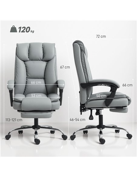 HOMCOM 155° Reclining Faux Leather Swivel Office Chair -Black