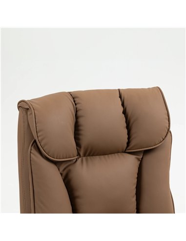 HOMCOM 155° Reclining Faux Leather Swivel Office Chair - Brown