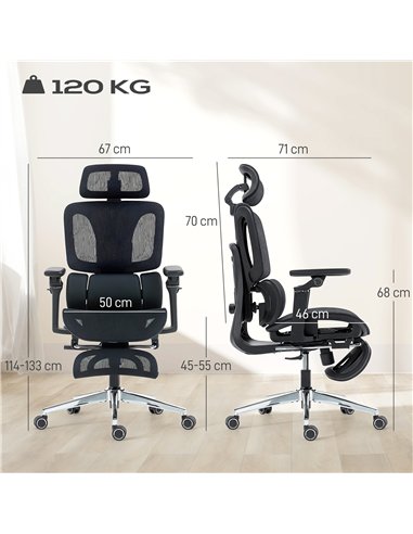 HOMCOM Ergonomic Office Chair, High Back Mesh Desk Chair, Black