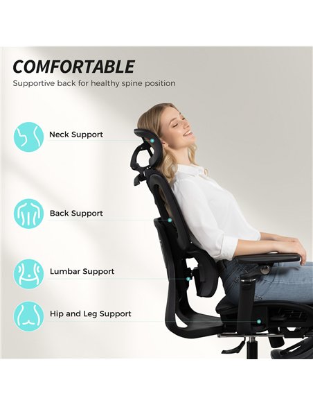 HOMCOM Ergonomic Office Chair, High Back Mesh Desk Chair, Black