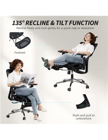 HOMCOM Ergonomic Office Chair, High Back Mesh Desk Chair, Black