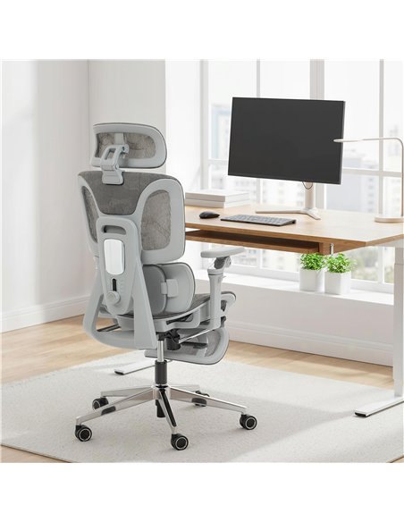 HOMCOM Ergonomic Office Chair, High Back Mesh Desk Chair, Grey