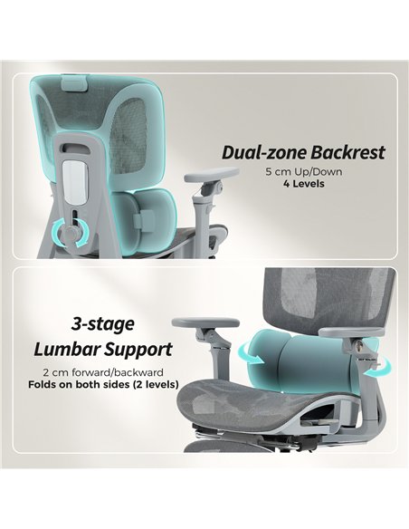 HOMCOM Ergonomic Office Chair, High Back Mesh Desk Chair, Grey