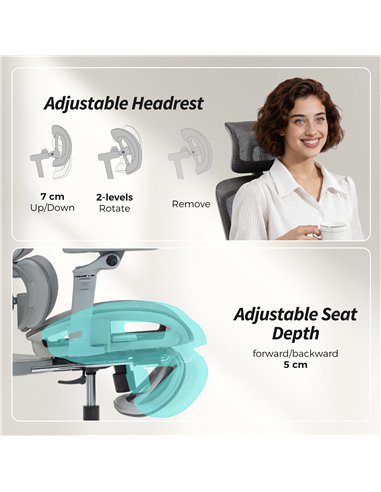 HOMCOM Ergonomic Office Chair, High Back Mesh Desk Chair, Grey