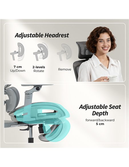 HOMCOM Ergonomic Office Chair, High Back Mesh Desk Chair, Grey