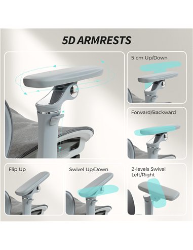HOMCOM Ergonomic Office Chair, High Back Mesh Desk Chair, Grey