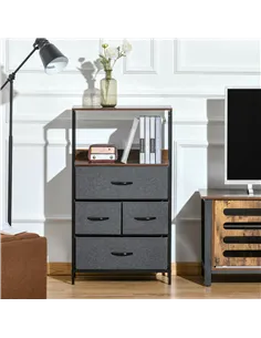 HOMCOM 4 Drawer Storage Chest Unit Home Cabinet w/ Shelves Home Living Room Bedroom Entryway Living Furniture, Black 2