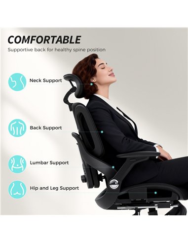 HOMCOM Ergonomic Office Chair, High Back Mesh Desk Chair, Black