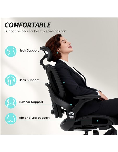 HOMCOM Ergonomic Office Chair, High Back Mesh Desk Chair, Black