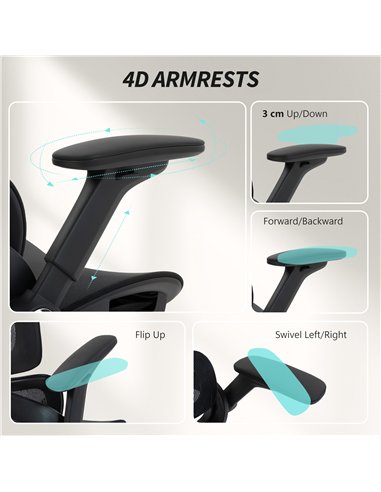 HOMCOM Ergonomic Office Chair, High Back Mesh Desk Chair, Black