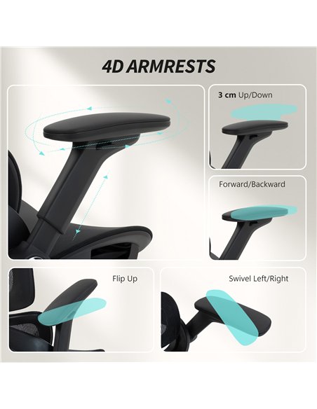 HOMCOM Ergonomic Office Chair, High Back Mesh Desk Chair, Black