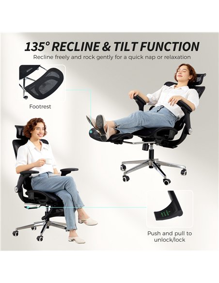 HOMCOM Ergonomic Office Chair, High Back Mesh Desk Chair, Black