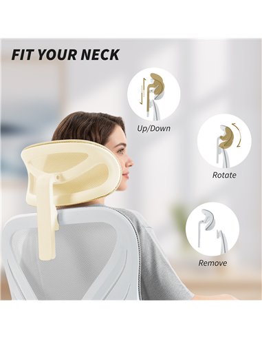 HOMCOM Ergonomic Office Chair with Foldable Backrest, 2D Headrest - Light Grey