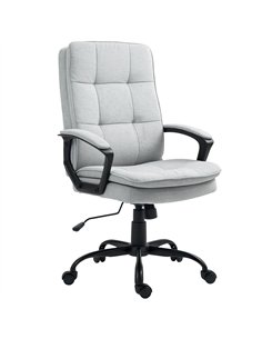 HOMCOM Linen-Look Double-Padded Office Chair - Grey