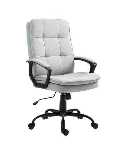 HOMCOM Linen-Look Double-Padded Office Chair - Grey