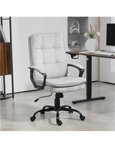 HOMCOM Linen-Look Double-Padded Office Chair - Grey