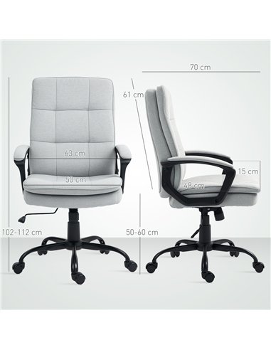 HOMCOM Linen-Look Double-Padded Office Chair - Grey