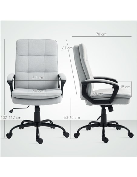 HOMCOM Linen-Look Double-Padded Office Chair - Grey